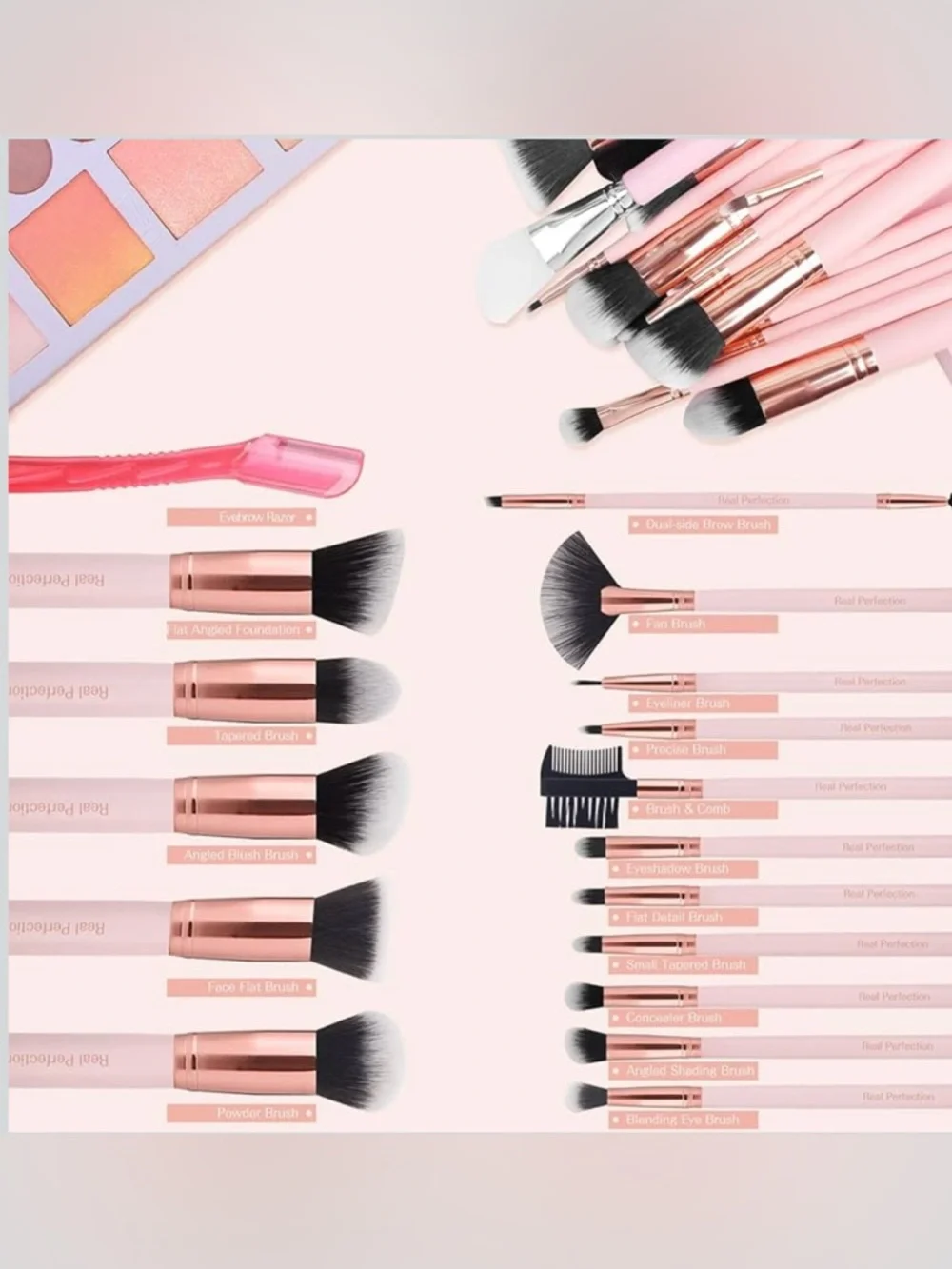Perfection Pink and Rose Gold Professional Makeup Brush Set